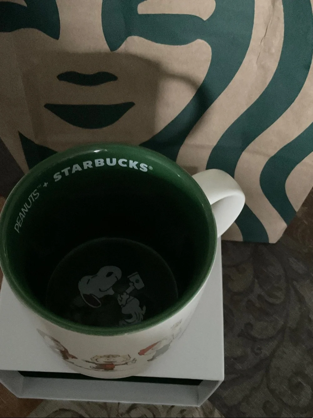 Starbucks Kids Costume Box in Green & White with Peanuts Characters